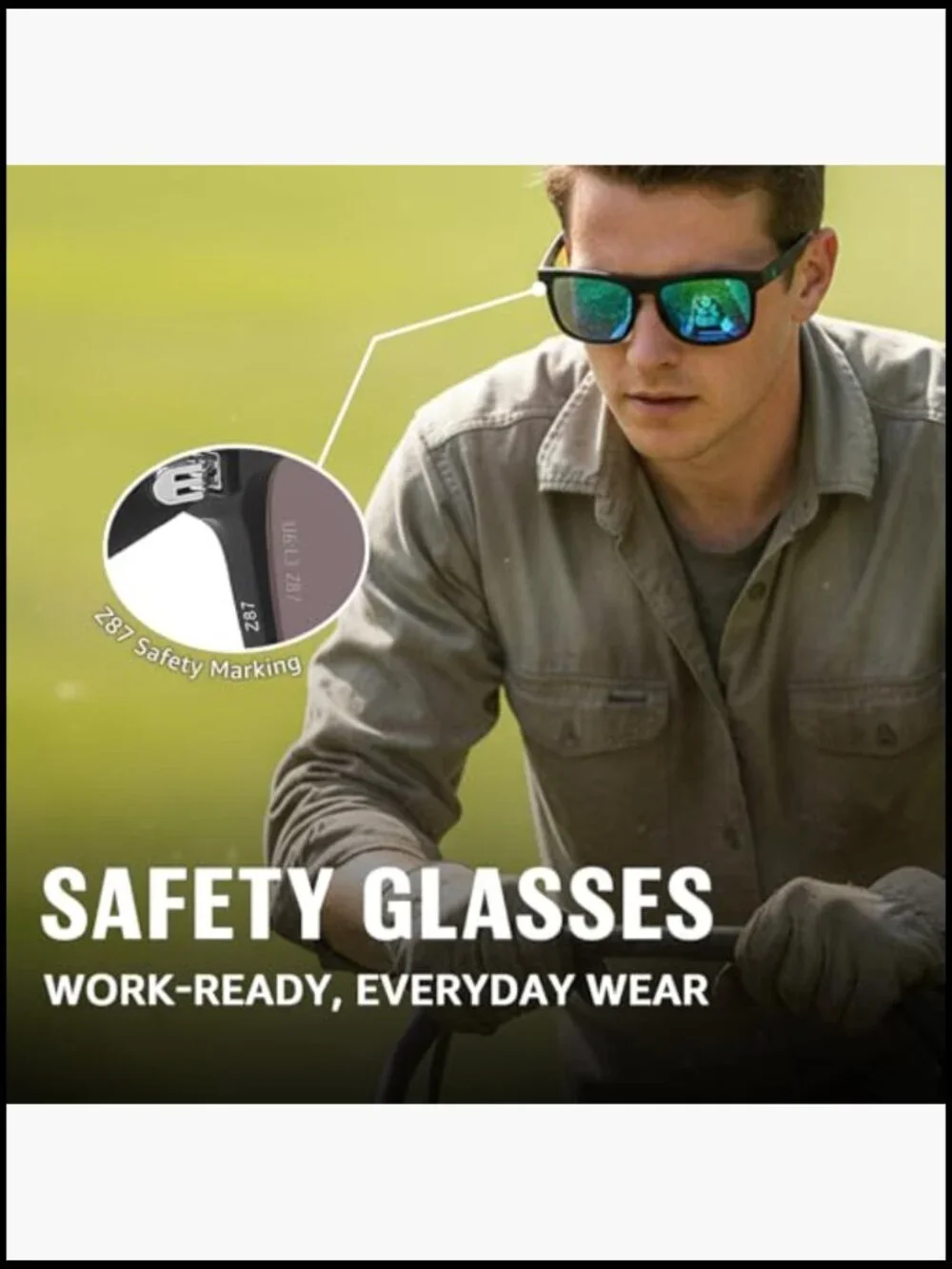 ANSI Z87.1 Safety Sunglasses, Polarized UV400 Protection for Work & Driving